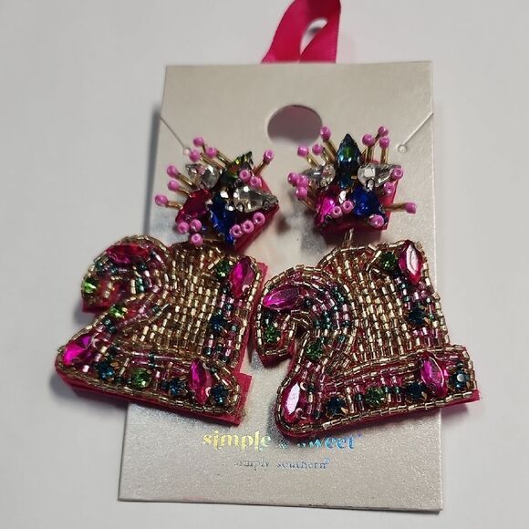 Simply Southern Beaded 21 Earrings with Pink and Gold Accents 21st Birthday - Picture 1 of 3